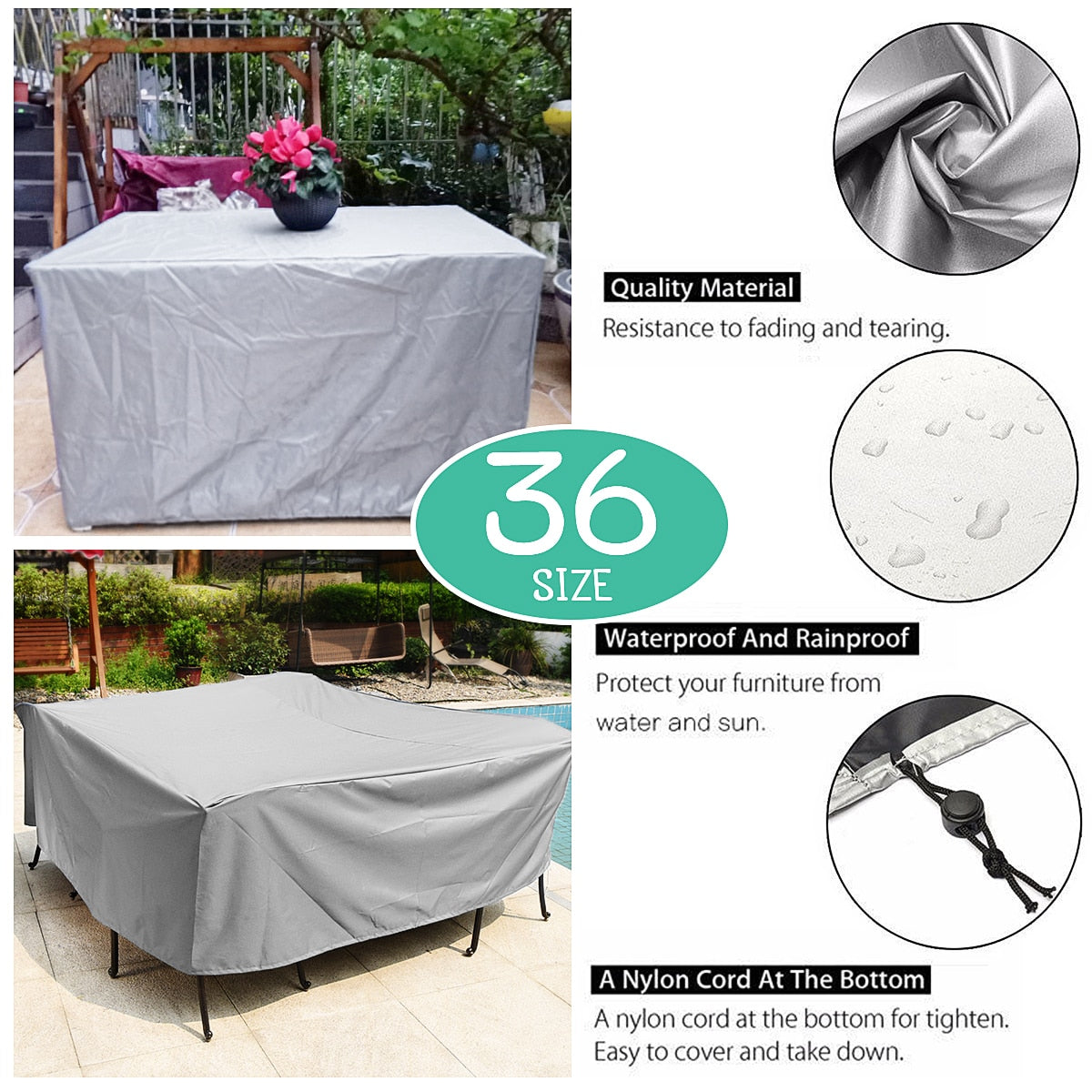 32Sizes Waterproof Outdoor Patio Garden Furniture Covers Rain Snow Chair covers for Sofa Table Chair Dust Proof Cover