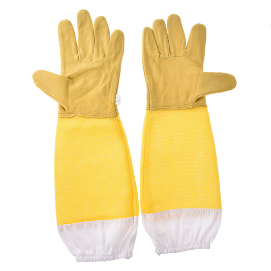 Yellow Belt Stab-resistant Anit-Bee Mesh Sheepskin Gloves