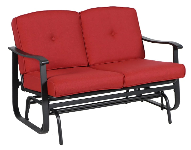 Mainstays Belden Park Outdoor Furniture Patio for 2-Person Glider Bench with Cushions